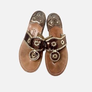 Jack Rogers Classic Jacks Bronze and Gold Leather Thong Sandals Women’s Size 7 M